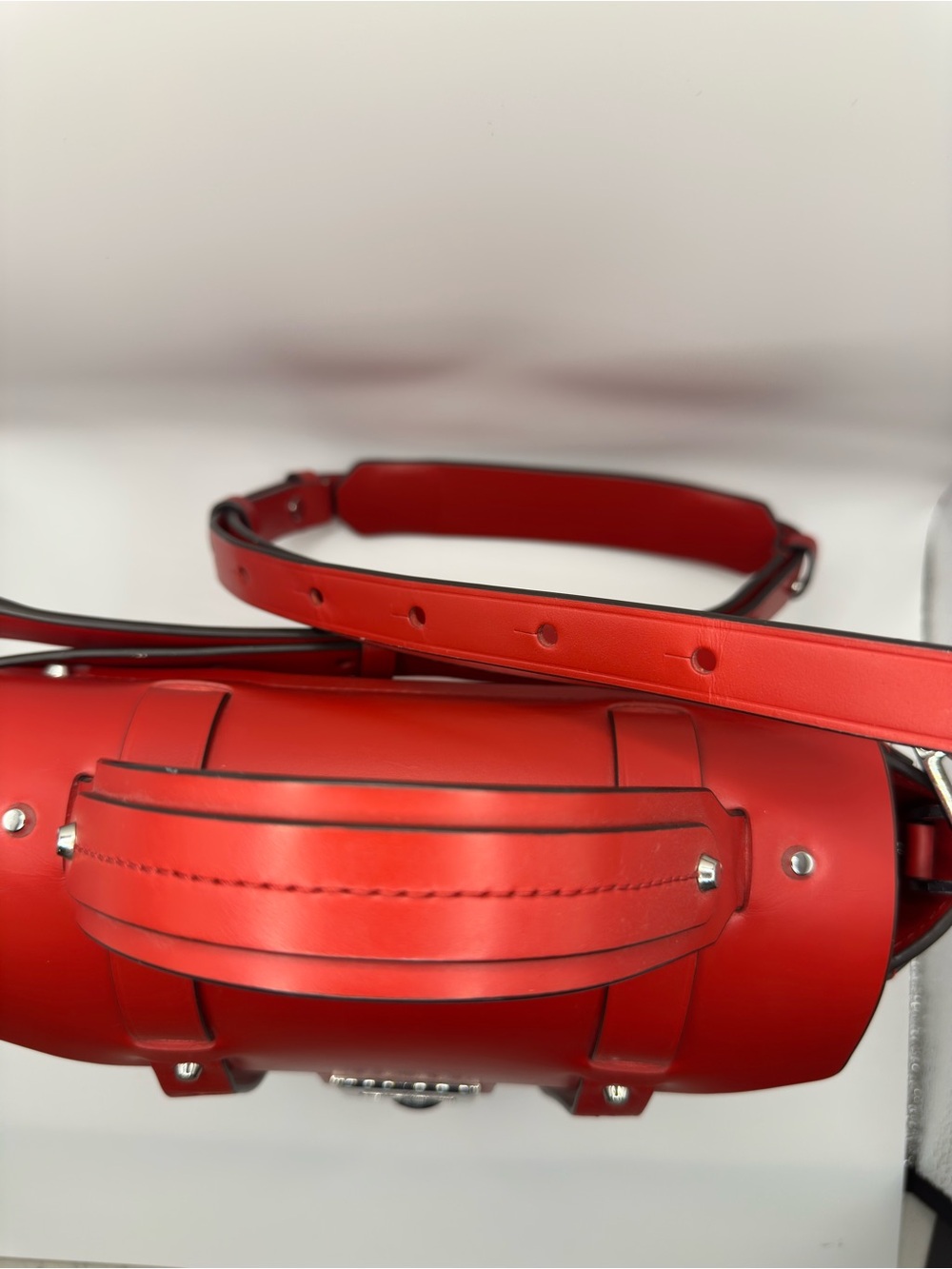 Michael Kors Red Leather Structured Satchel with Silver Hardware - Picture 8 of 11